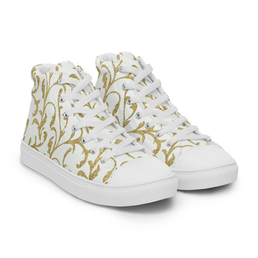 Scrolls of Gold Men’s High Top Canvas Shoes - MessyBunFun - Your Destination for Stylish Unisex Clothing, Tops and bottoms - MessyBunFun.com