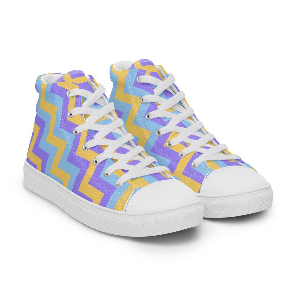 Silly Zigzag Men’s High Top Canvas Shoes