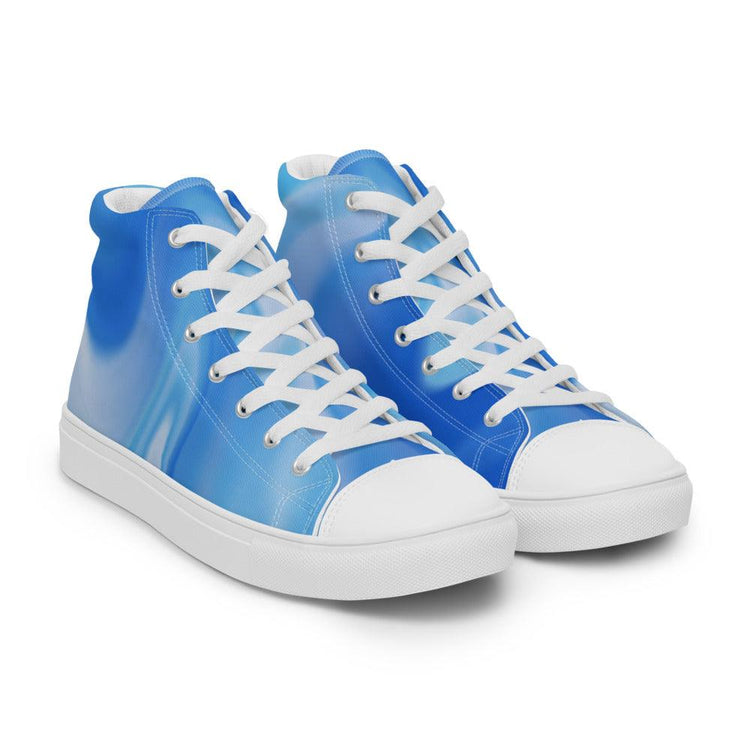 Blue Wave Men’s High Top Canvas Shoes - MessyBunFun - Your Destination for Stylish Unisex Clothing, Tops and bottoms - MessyBunFun.com