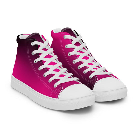 Gradient Pink to Black Men’s High Top Canvas Shoes - MessyBunFun - Your Destination for Stylish Unisex Clothing, Tops and bottoms - MessyBunFun.com