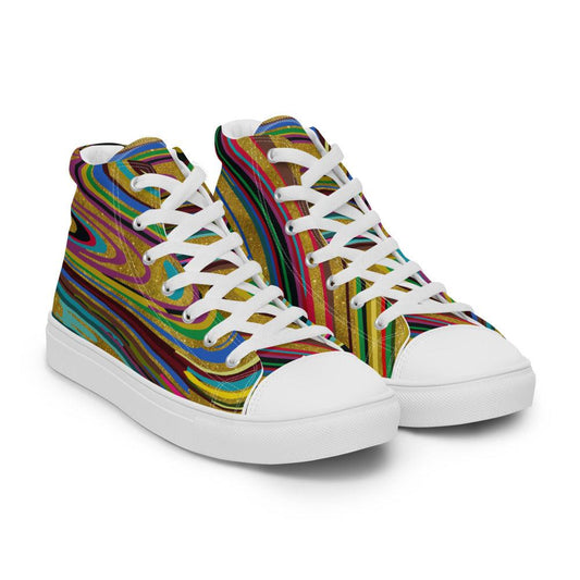 Multi Swirl Men’s High Top Canvas Shoes - MessyBunFun - Your Destination for Stylish Unisex Clothing, Tops and bottoms - MessyBunFun.com