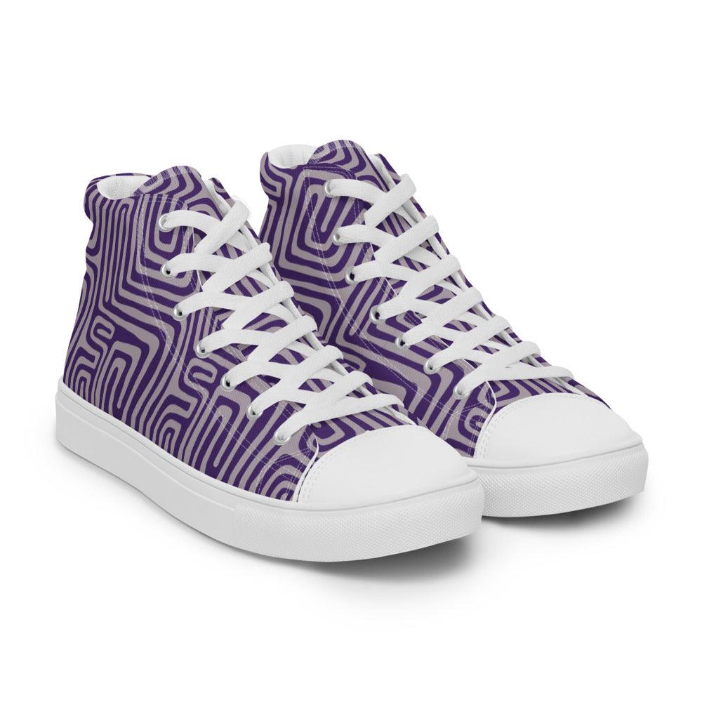 Purple Maze Men’s High Top Canvas Shoes - MessyBunFun - Your Destination for Stylish Unisex Clothing, Tops and bottoms - MessyBunFun.com