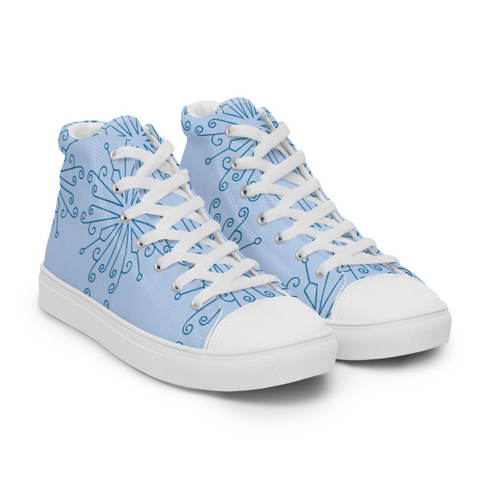 Blue Ornaments Men’s High Top Canvas Shoes - MessyBunFun - Your Destination for Stylish Unisex Clothing, Tops and bottoms - MessyBunFun.com