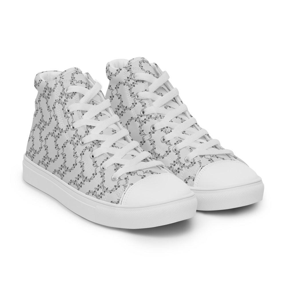 White Vines Men’s High Top Canvas Shoes - MessyBunFun - Your Destination for Stylish Unisex Clothing, Tops and bottoms - MessyBunFun.com