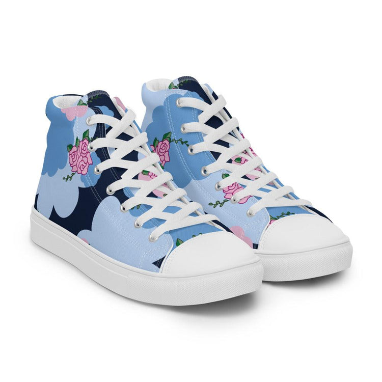 Midnight Roses Men’s High Top Canvas Shoes - MessyBunFun - Your Destination for Stylish Unisex Clothing, Tops and bottoms - MessyBunFun.com