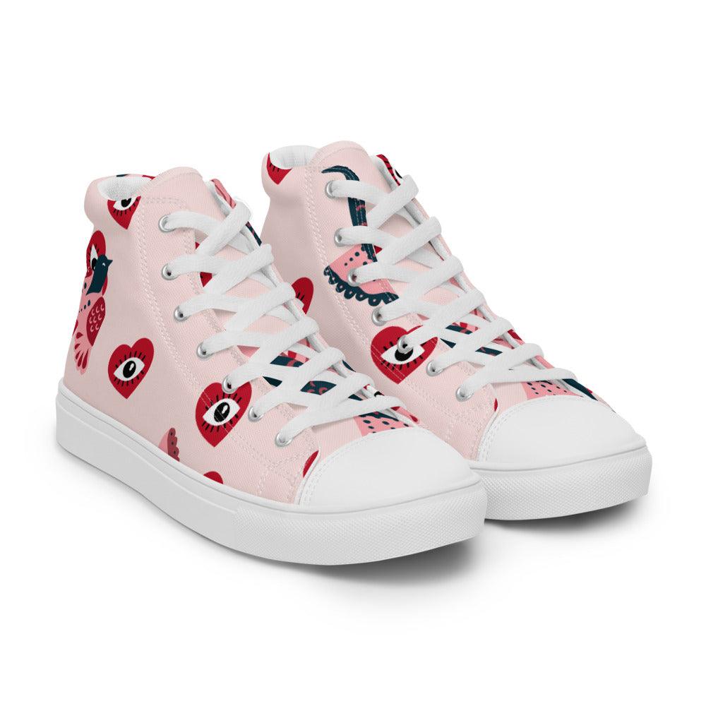 Watching You Men’s High Top Canvas Shoes - MessyBunFun - Your Destination for Stylish Unisex Clothing, Tops and bottoms - MessyBunFun.com