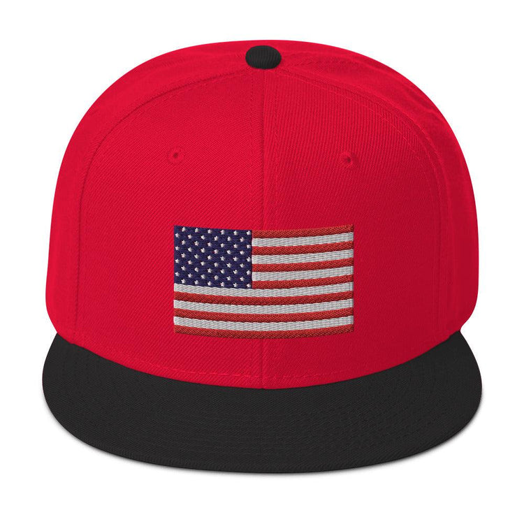 Embroidered American Flag Flatbill Snapback Hat