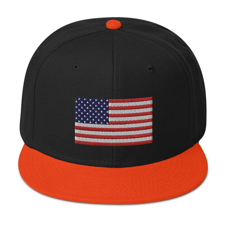 Embroidered American Flag Flatbill Snapback Hat