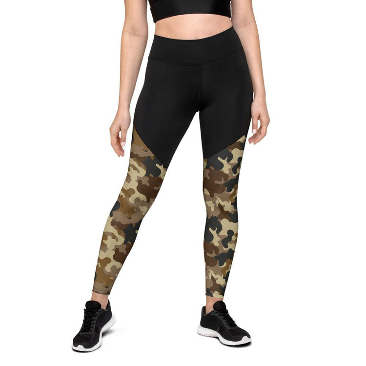 Brown Camouflage High Waisted Sports Leggings