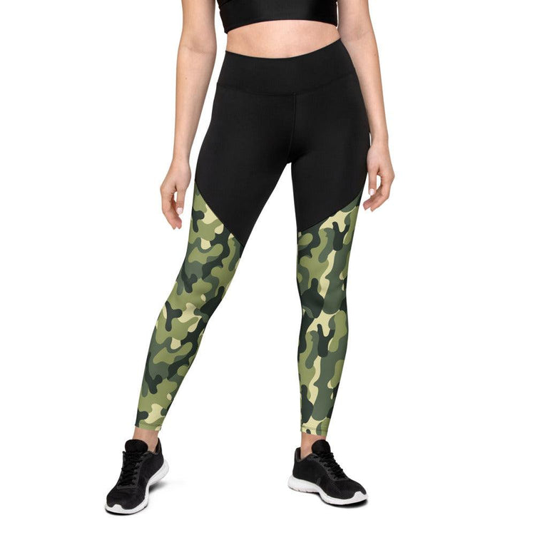 Green Camouflage High Waisted Sports Leggings
