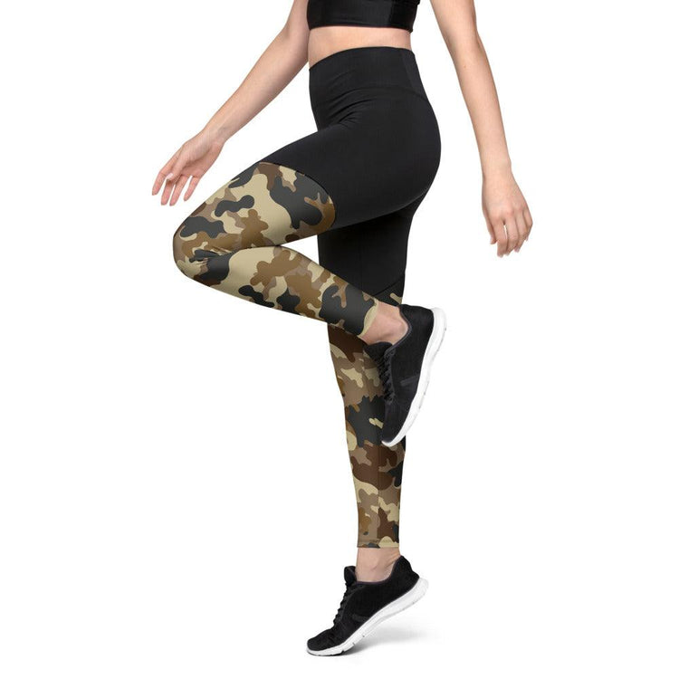 Brown Camouflage High Waisted Sports Leggings