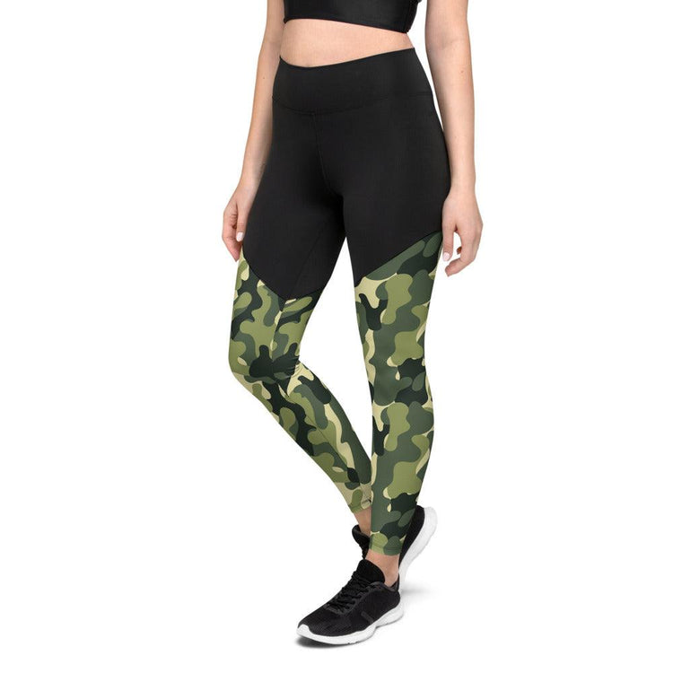 Green Camouflage High Waisted Sports Leggings