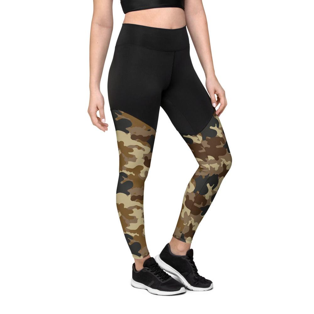Brown Camouflage High Waisted Sports Leggings