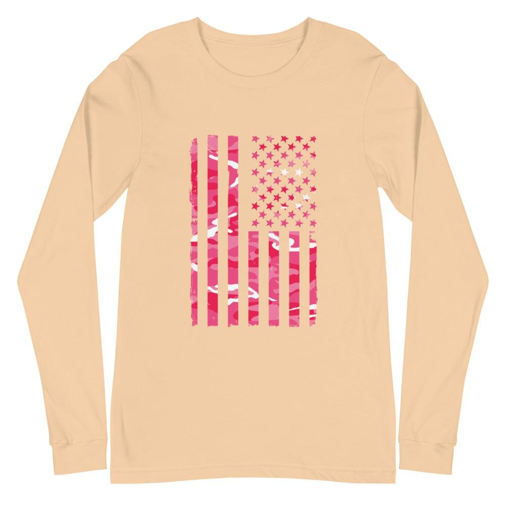 Pink Camo Flag Unisex Long Sleeve T-Shirt