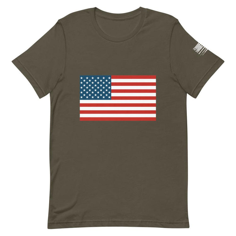 American Flag on Front and Left Sleeve Short-Sleeve Unisex T-Shirt