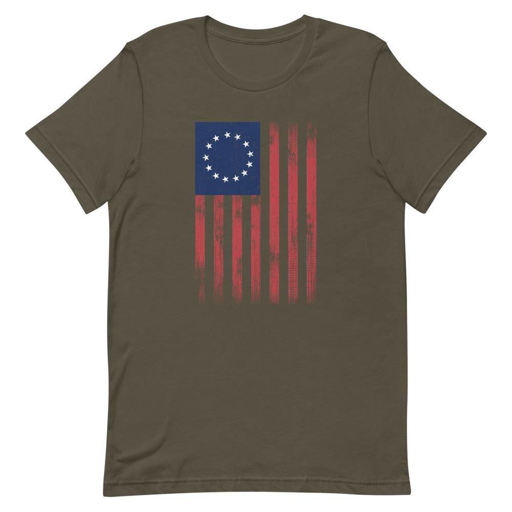 Betsy Ross 1776 Flag Short-Sleeve Unisex T-Shirt - MessyBunFun - Your Destination for Stylish Unisex Clothing, Tops and bottoms - MessyBunFun.com