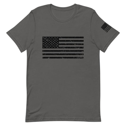 Black Distressed Horizontal Flag Short-Sleeve Unisex T-Shirt