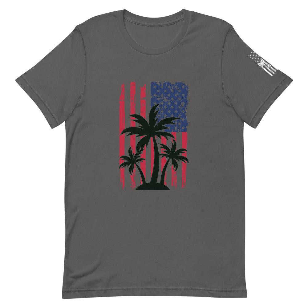 Palm Trees on American Flag Short-Sleeve Unisex T-Shirt