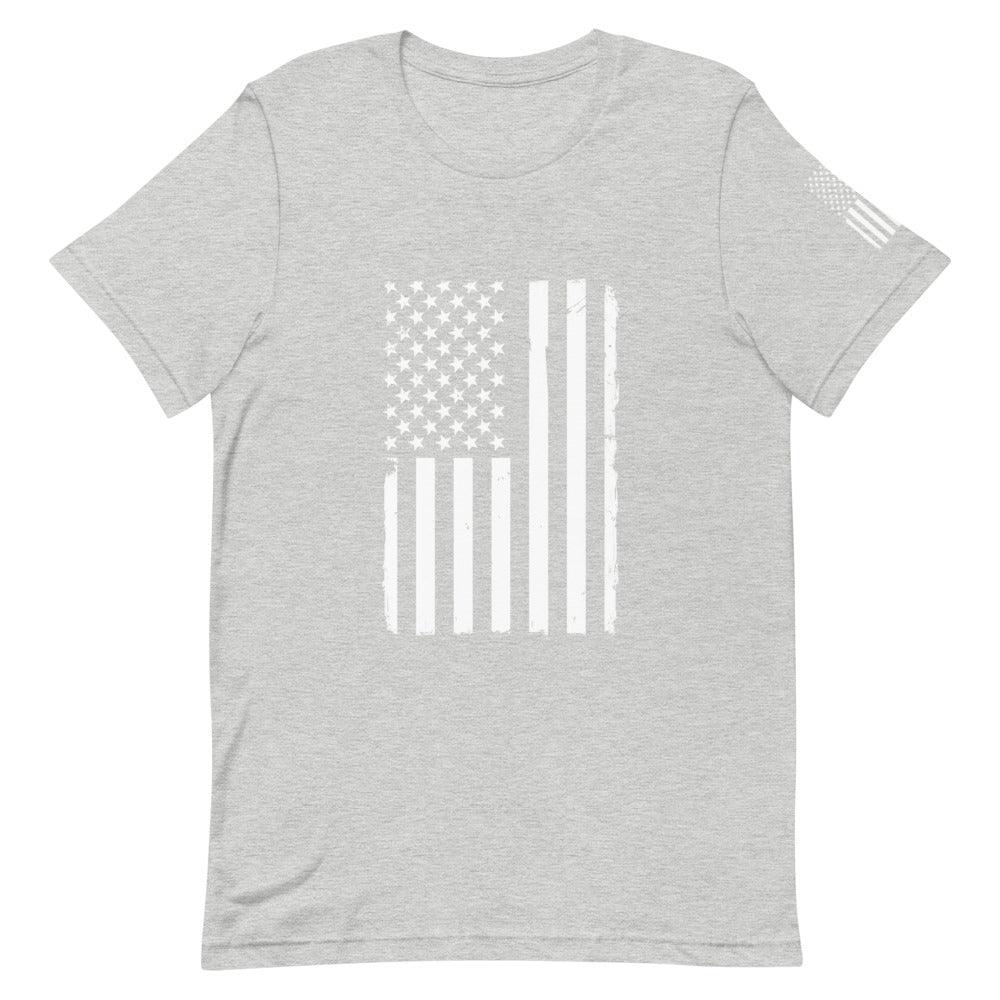 Vertical Distressed White Flag Short-Sleeve Unisex T-Shirt