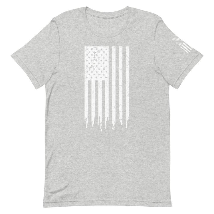 Vertical Distressed White Flag Short-Sleeve Unisex T-Shirt