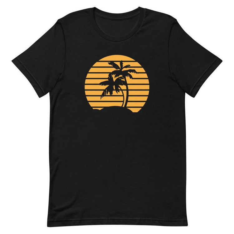 Retro Sunset with Palm Trees Adult Short Sleeve Unisex T-Shirt