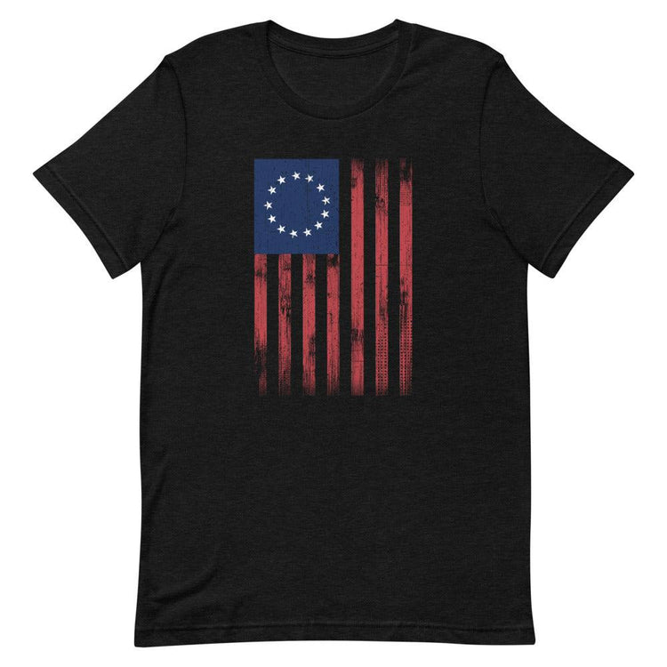 Vertical Betsy Ross Distressed Flag Short-Sleeve Unisex T-Shirt