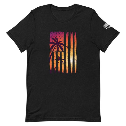 Orange Flag with Palm Trees Short-Sleeve Unisex T-Shirt - MessyBunFun - Your Destination for Stylish Unisex Clothing, Tops and bottoms - MessyBunFun.com