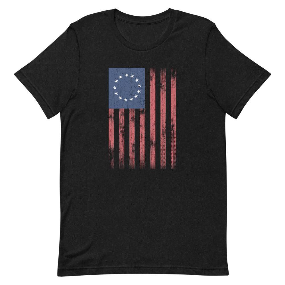 Betsy Ross 1776 Flag Short-Sleeve Unisex T-Shirt - MessyBunFun - Your Destination for Stylish Unisex Clothing, Tops and bottoms - MessyBunFun.com