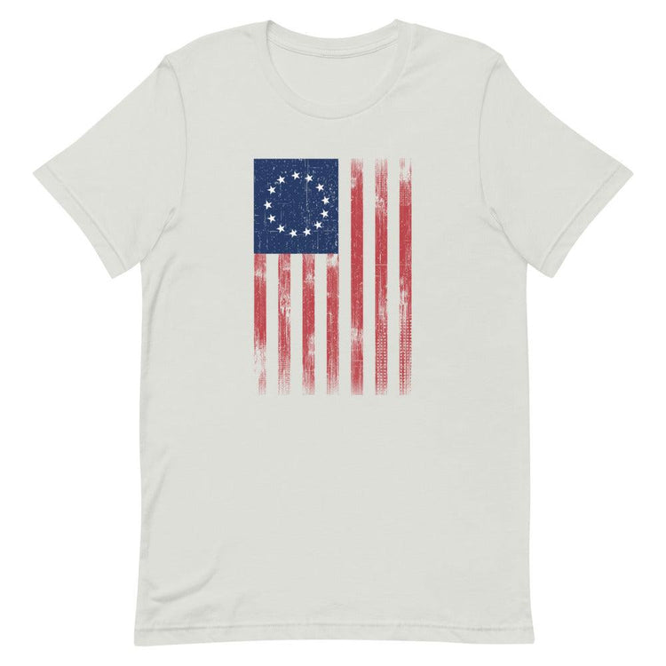 Vertical Betsy Ross Distressed Flag Short-Sleeve Unisex T-Shirt