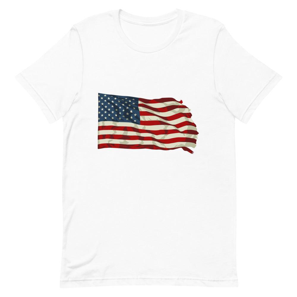 Waving American Flag Short-Sleeve Unisex T-Shirt