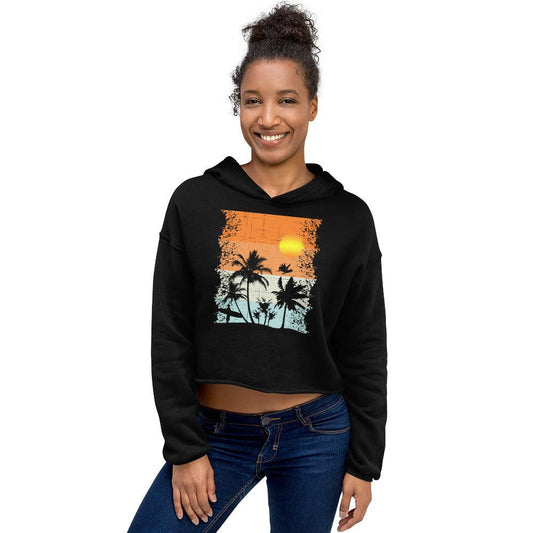 Sunset Beach Crop Hoodie - MessyBunFun - Your Destination for Stylish Unisex Clothing, Tops and bottoms - MessyBunFun.com