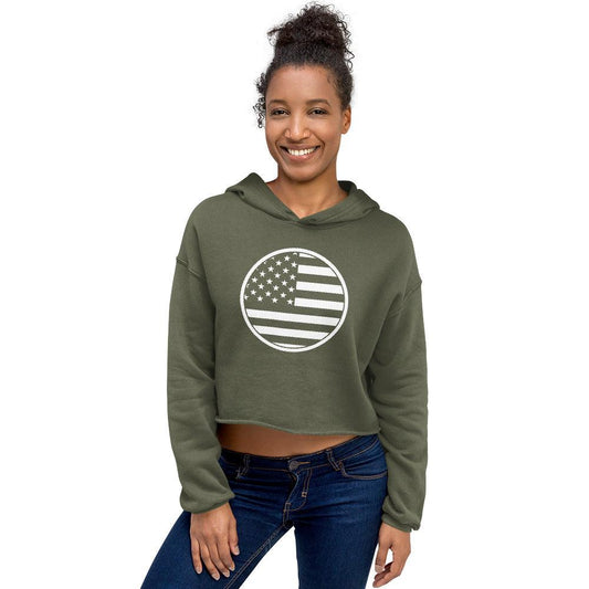 Circle American Flag Crop Hoodie