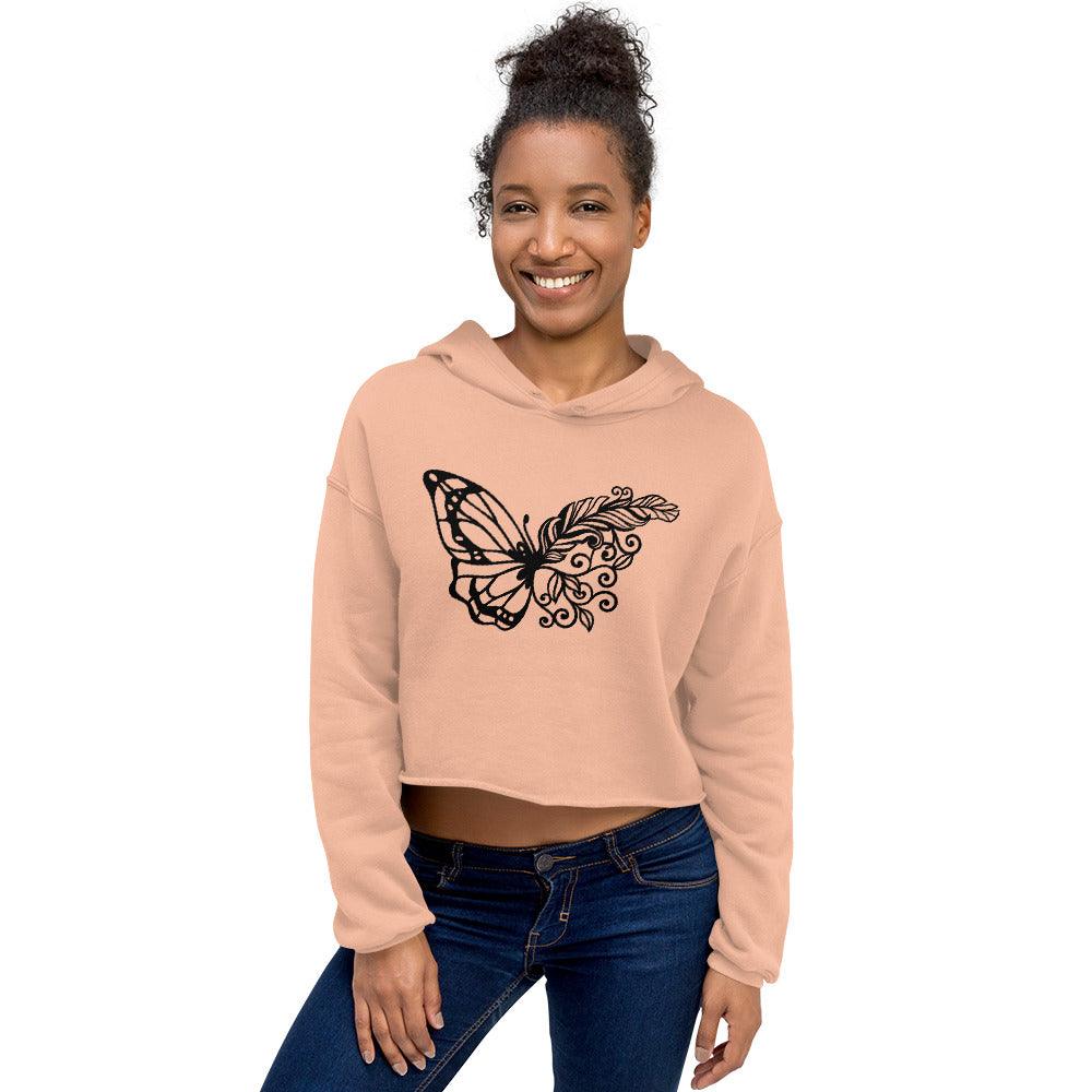 Feathered Butterfly Crop Hoodie