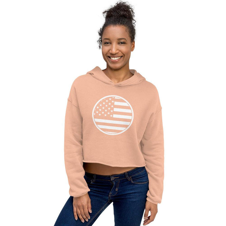 Circle American Flag Crop Hoodie