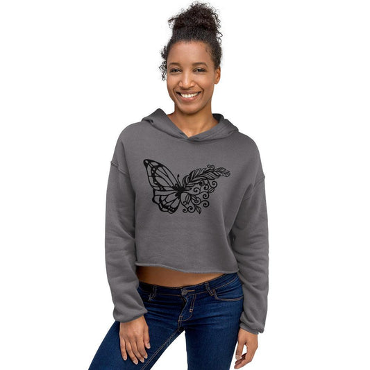 Feathered Butterfly Crop Hoodie