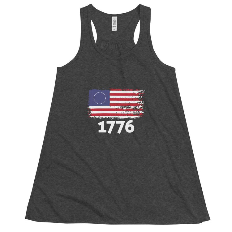 Betsy Ross 1776 Flag Women's Flowy Racerback Tank - MessyBunFun - Your Destination for Stylish Unisex Clothing, Tops and bottoms - MessyBunFun.com