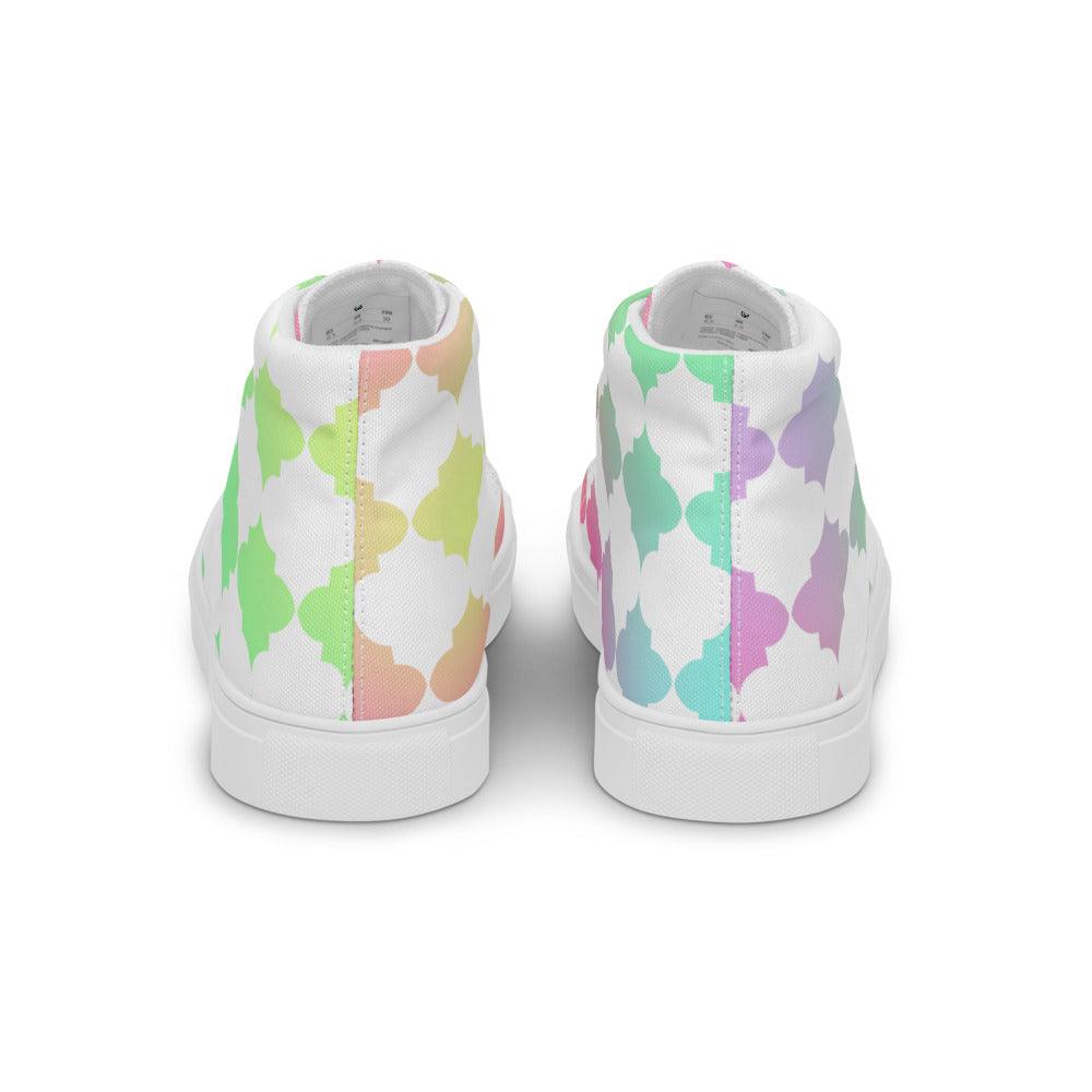 Moroccan Madness Women’s High Top Canvas Shoes - MessyBunFun - Your Destination for Stylish Unisex Clothing, Tops and bottoms - MessyBunFun.com