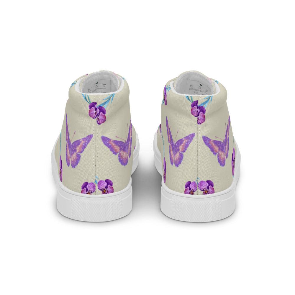 Butterfly Garden Women’s High Top Canvas Shoes - MessyBunFun - Your Destination for Stylish Unisex Clothing, Tops and bottoms - MessyBunFun.com