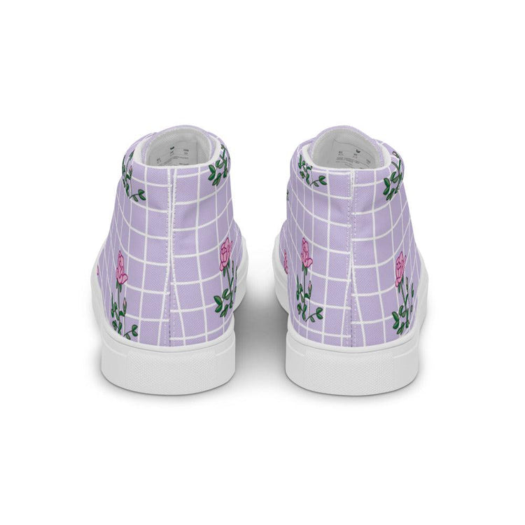 Gingham Rose Women’s High Top Canvas Shoes - MessyBunFun - Your Destination for Stylish Unisex Clothing, Tops and bottoms - MessyBunFun.com