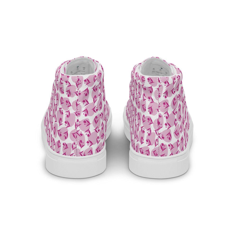 Roses in a Row Women’s High Top Canvas Shoes - MessyBunFun - Your Destination for Stylish Unisex Clothing, Tops and bottoms - MessyBunFun.com