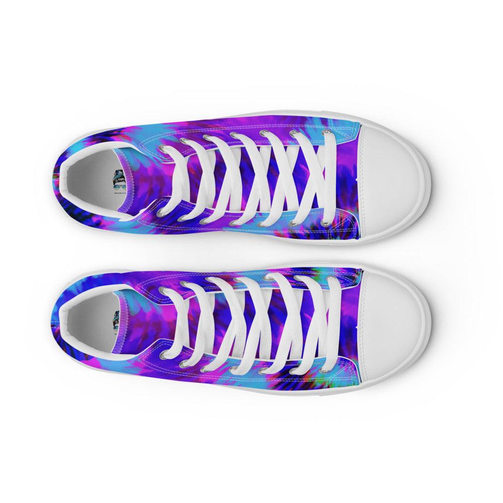 Tie-Dye Purple Blue Black Women’s High Top Canvas Shoes