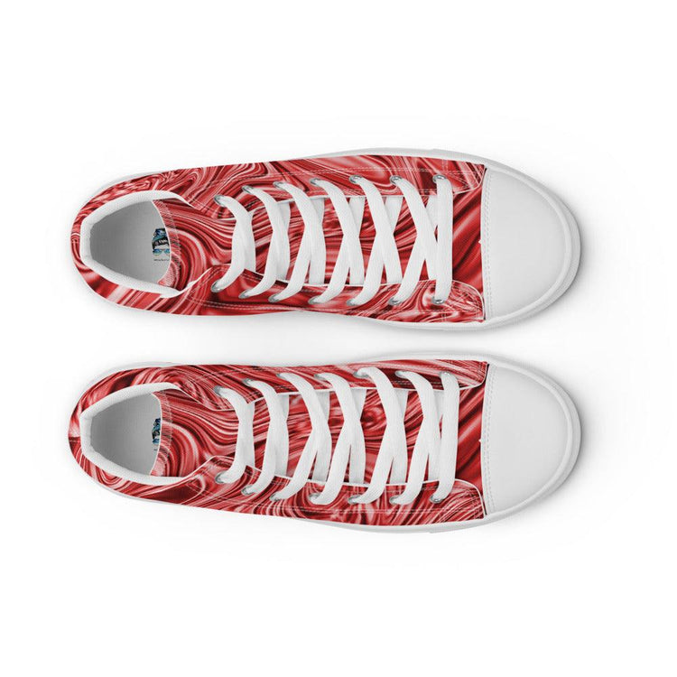 Red Marble Women’s High Top Canvas Shoes