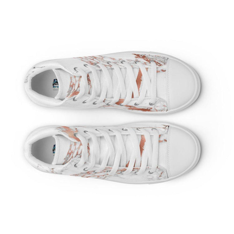 Bubble Gum White Splatter Women’s High Top Canvas Shoes - MessyBunFun - Your Destination for Stylish Unisex Clothing, Tops and bottoms - MessyBunFun.com