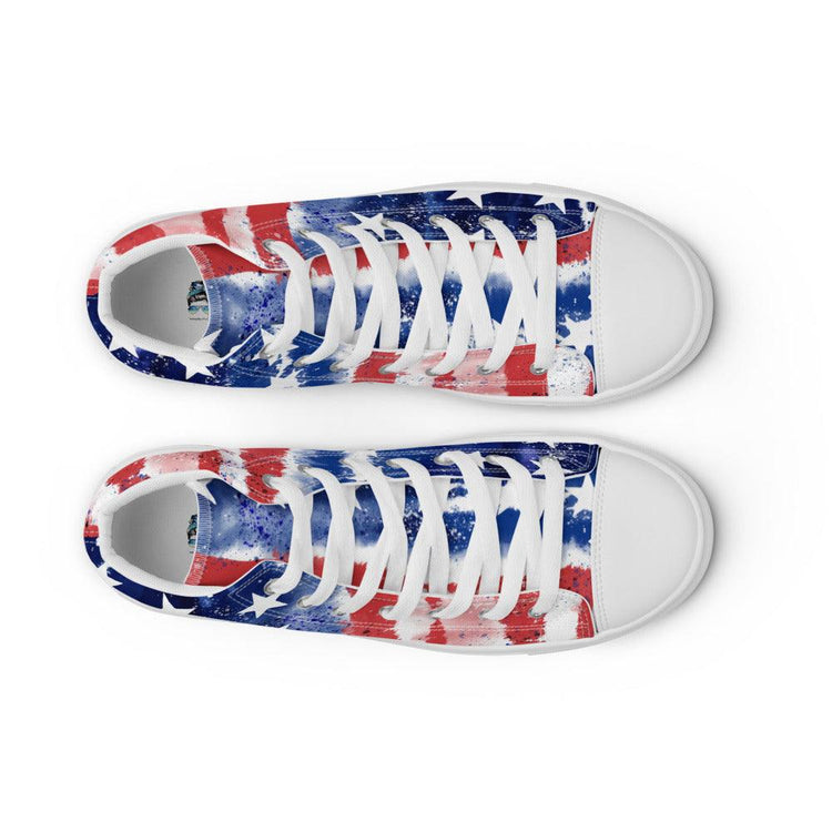 Tie-Dye Flag Women’s High Top Canvas Shoes - MessyBunFun - Your Destination for Stylish Unisex Clothing, Tops and bottoms - MessyBunFun.com