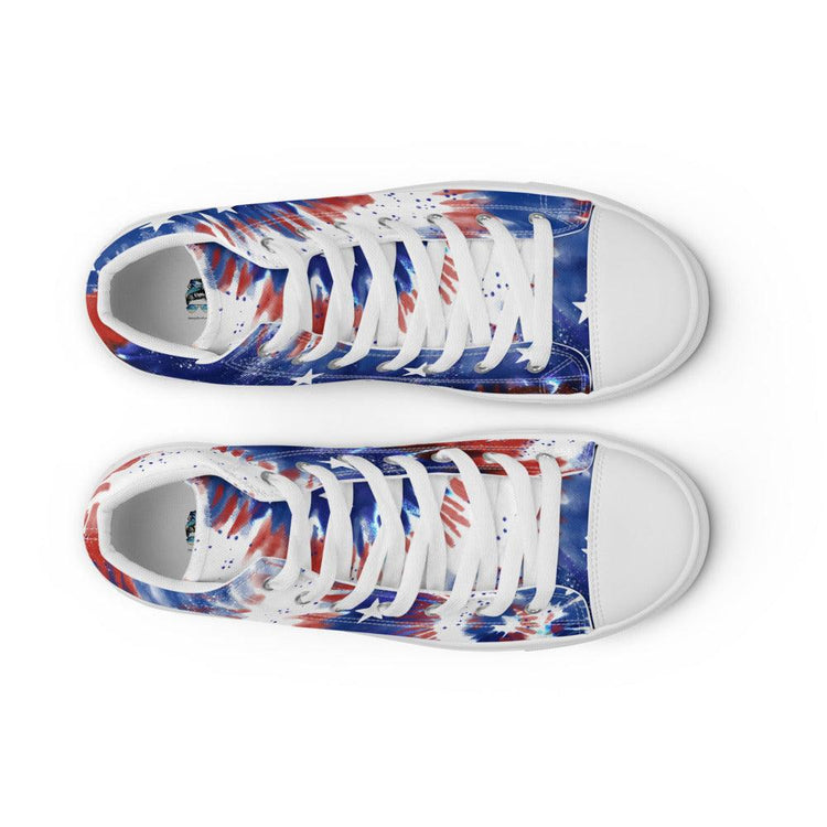 Tie-Dye Twist Women’s High Top Canvas Shoes - MessyBunFun - Your Destination for Stylish Unisex Clothing, Tops and bottoms - MessyBunFun.com