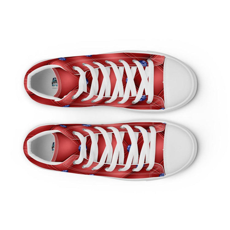 Red Diamond Tuck Women’s High Top Canvas Shoes - MessyBunFun - Your Destination for Stylish Unisex Clothing, Tops and bottoms - MessyBunFun.com