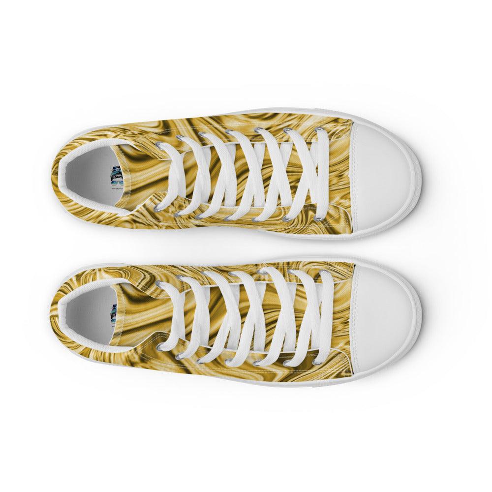 Gold Marble Women’s High Top Canvas Shoes - MessyBunFun - Your Destination for Stylish Unisex Clothing, Tops and bottoms - MessyBunFun.com