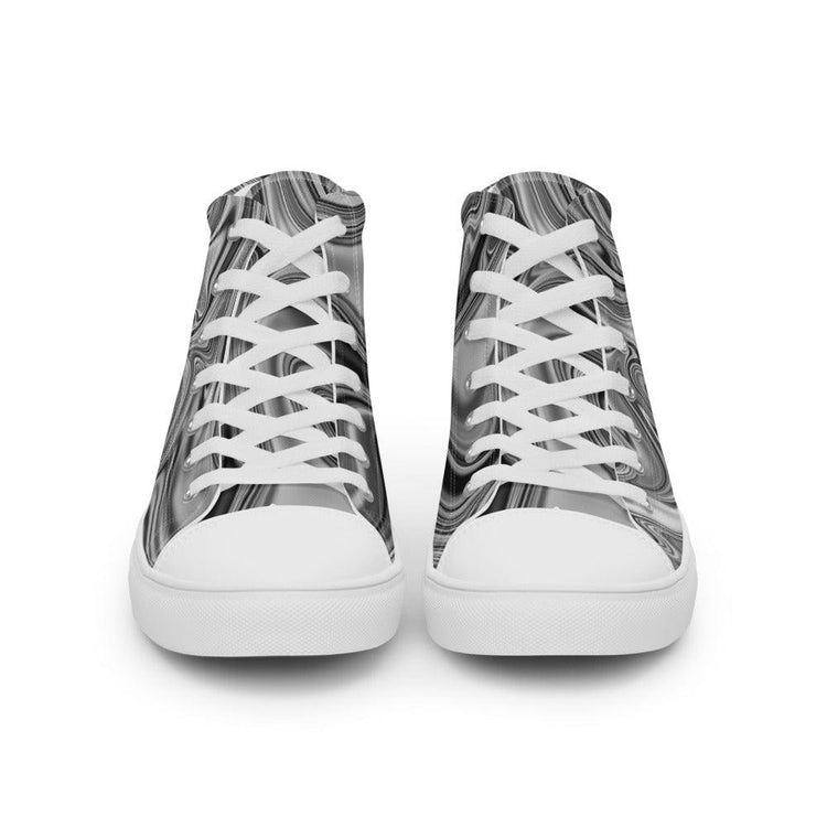 Black Marble Women’s High Top Canvas Shoes