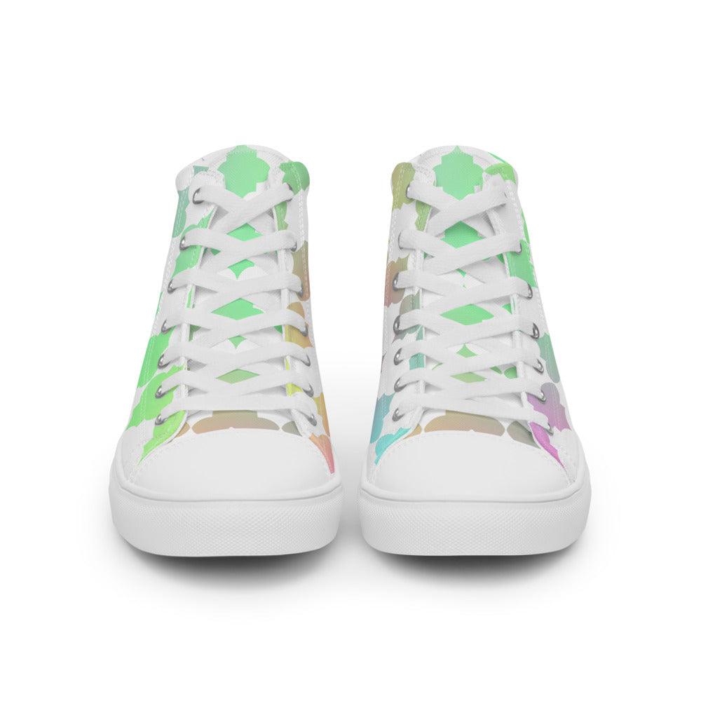 Moroccan Madness Women’s High Top Canvas Shoes - MessyBunFun - Your Destination for Stylish Unisex Clothing, Tops and bottoms - MessyBunFun.com