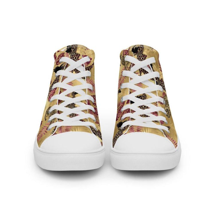 Maroon Tropical Edge Women’s High Top Canvas Shoes - MessyBunFun - Your Destination for Stylish Unisex Clothing, Tops and bottoms - MessyBunFun.com